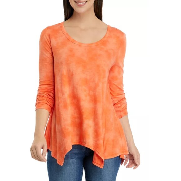 new Wonderly Plus Size Long Sleeve Scoop Neck Shark Bite T-Shirt Sz 1X C… - Picture 1 of 6